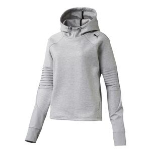 Puma Hooded Sweatshirt Womens Sz S Gray Evostripe Activewear Anorak long Sleeve